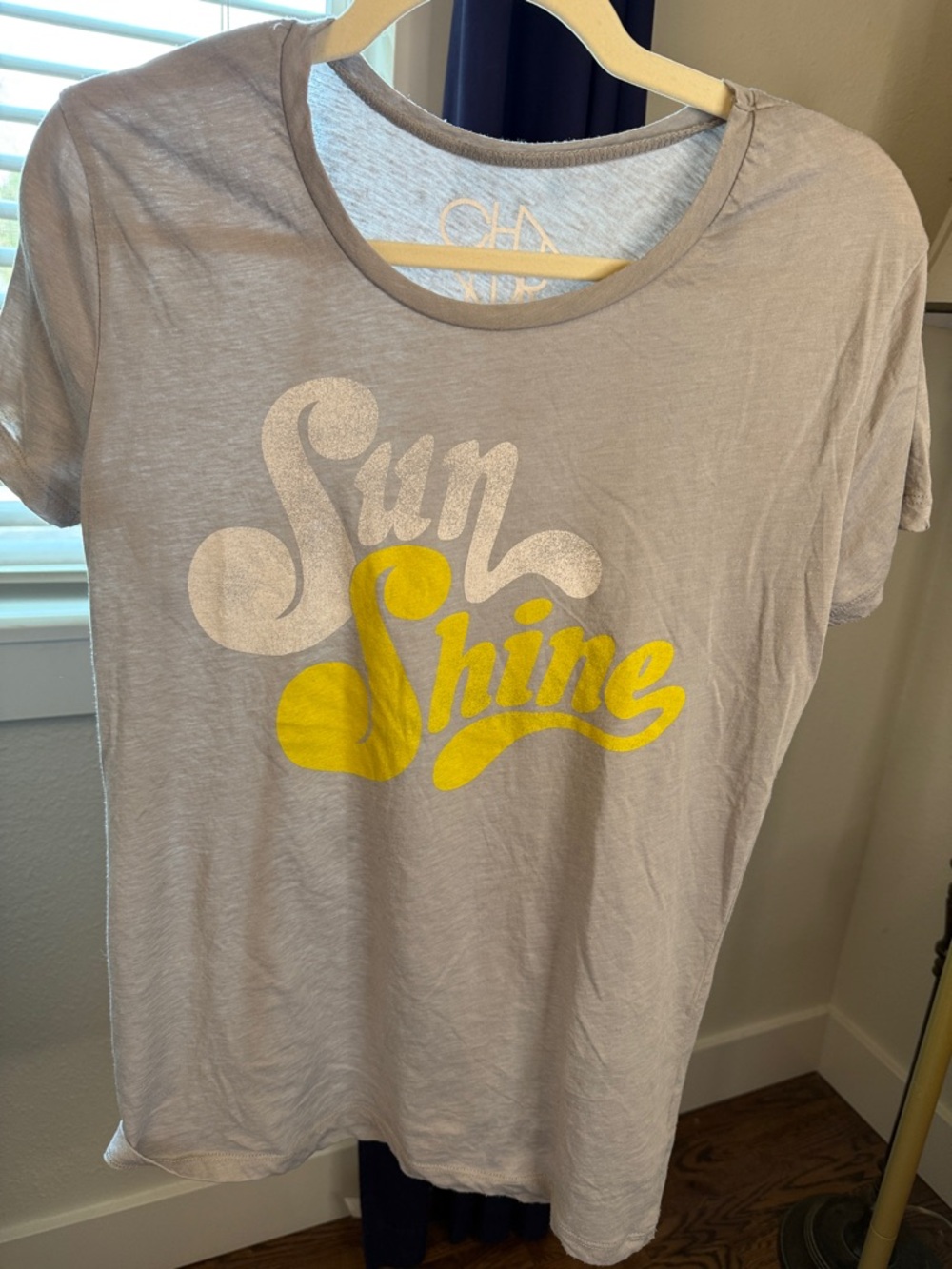 Chaser Light Gray Tee with Yellow 'Sunshine' Graphic